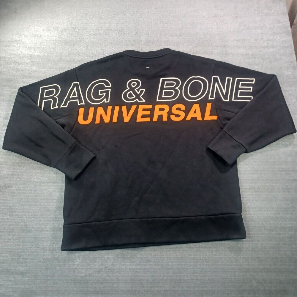 rag & bone Black Crewneck Sweatshirt with Orange "UNIVERSAL" - Picture 2 of 8